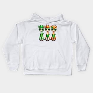 St Patricks Day Trio of Giraffes Kids Hoodie